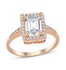 Harem Altın Baget Tektaş Yüzük Rose Gümüş GMS1940