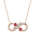 Çift Kalpli Rose Renk Sonsuzluk Gümüş Kolye GMS1959