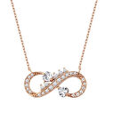 Çift Kalpli Rose Renk Sonsuzluk Gümüş Kolye GMS1960
