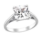 Prenses Kesim Tektaş Gümüş Beyaz Yüzük GMS1972