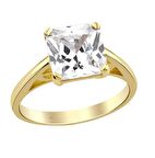 Harem Altın Prenses Kesim Tektaş Gümüş Sarı Yüzük GMS1974