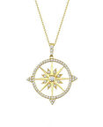 Kutup Yıldızı Pusula Sarı Renk Gümüş Kolye GMS1990