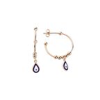 Mineli Yarım Halka Gümüş Küpe  GMS615