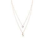 Harem Altın Kalpli Taşlı Çift Zincir Harfli Gümüş Kolye  GMS998