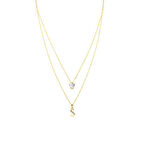 Harem Altın Kalpli Taşlı Çift Zincir Harfli Gümüş Kolye GMS999