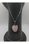 Sertifikalı Pembe Kuvars Taşı Doğal Taş Kolye