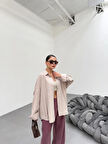 Krem Soft Yumuşak Dokulu Oversize Gömlek