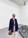 Lacivert Soft Yumuşak Dokulu Oversize Gömlek