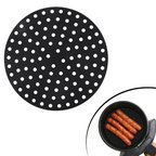 Siyah Isıya Dayanıklı Yıkanılabilir Silikon Fırın Ve Airfryer Yuvarlak Model Pişirme Matı 23 Cm (533