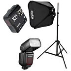 Godox TT685II-C Canon Flaş Full Set (Tepe Flaş + X2T-C Tetikleyici + Işık Ayağı + 50x50 Softbox)
