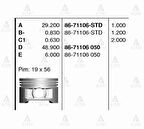 Goetze 86-71106-STD Motor Piston STD Segmansız Honda Civic 1.6 VTEC 2001-2006 D16 Motor 75mm 86-71106-STD