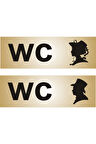Wc Tuvalet Tabelası Bay+Kadın 15 X 5 Cm Alüminyum Gold Levha