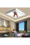 Iron Man Çocuk Odası Led Avize 60x60 Baskılı-beyaz Çerçeve Led Işık Kolay Montaj 60w Homojen Dağılım