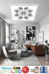 Desenli Panel Avize 60w Led Tavan Aydınlatma 60cmx60cm Beyaz Modern Çerçeve