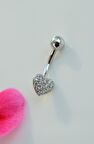 Çelik Minimal Küçük Kalp Göbek Piercing Gümüş Renk