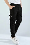 Erkek Slim Fit Full Likralı Bel ve Paça Lastikli Kargo Cep Pantolon