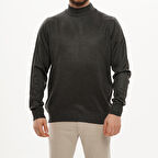 Erkek Gri Basic Dinamik Fit Rahat Kesim Triko Balıkçı Kazak