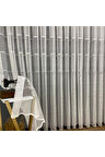 Milano Gri Gümüş Ara Bantlı Yeni Tasarım 3Kat Pileli Tül Perde