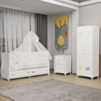 Garaj Home Melina Yıldız 2 Kapaklı Bebek Odası + Yatak + Uyku Seti - Uykucu-