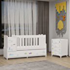 Garaj Home Melina Uzayan MDF Çıtalı Beşik ve Şifonyer - Uykucu-