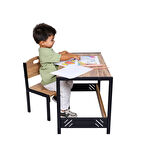 Çocuk Oyun Etkinlik Masası - Aktivite Masası - MDF - Metal - Ceviz