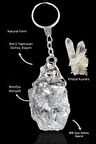 Sertifikalı Ham İşlenmemiş Model Kristal Kuvars Taşı Doğal Taş Anahtarlık