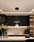 GUSTO LİGHTİNG AURA TEKLI LED SİYAH SARKIT AVİZE,3 RENK YANABİLEN MODERN AVİZE,SALON LED AVİZE