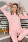 Moda Kadın Kadife Pijama Takım Pembe