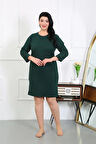 Moda Kadın Büyük Beden Penye Gecelik Ev Elbisesi Zümrüt Yeşili