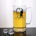 Atatürk Tasarımlı Arjantin Bira Bardağı Kulplu Bardak