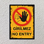 Girilmez No Entry Retro Vintage Ahşap Poster
