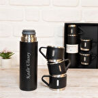 Kişiye Özel Paslanmaz Çelik Termos 3 Bardaklı Termos Seti Vakumlu Termos Set