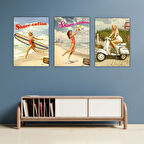 Avrupa Güzelleri Tasarımlı Retro 20 x 28 cm Mdf Duvar Dekorasyon Posteri