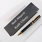 Kişiye Özel İsim Yazılı Tükenmez Kalem ve Hediye Kutusu | Siyah Gold Lüks Kalem