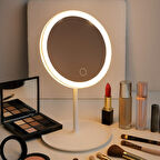Yuvarlak LED Işıklı Dokunmatik Makyaj Aynası – Şarjlı ve 3 Işık Modlu