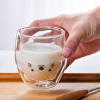 Sevimli Kedi Çidarlı Cam Bardak