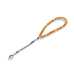 Ay Yıldızlı Kehribar Taşlı Gümüş Tespih