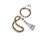 Tibet Akik Taşı ve Gümüş Tesbih Bileklik Seti