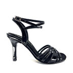 𝐂𝐎𝐑𝐕𝐄𝐋𝐋𝐀 | 𝐆𝐄𝐋𝐓𝐎𝐍𝐘® Siyah Rugan Deri & Süet Detaylı El Yapımı Kadın Topuklu Ayakkabı • Tango • Düğün • Gece