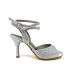 𝐆𝐋𝐀𝐑𝐄𝐒𝐒𝐀 | 𝐆𝐄𝐋𝐓𝐎𝐍𝐘® El Yapımı Gümüş Simli Topuklu Ayakkabı (Tango Düğün Gece Davet)