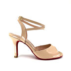 𝐍𝐔𝐃𝐄𝐋𝐋𝐀 | 𝐆𝐄𝐋𝐓𝐎𝐍𝐘® Nude Rugan Deri & Kırmızı Tabanlı El Yapımı Kadın Topuklu Ayakkabı • Tango • Düğün • Gece