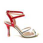 𝐕𝐈𝐕𝐄𝐋𝐋𝐀 | 𝐆𝐄𝐋𝐓𝐎𝐍𝐘® Kırmızı Rugan Deri & Altın Detaylı El Yapımı Kadın Topuklu Ayakkabı • Tango • Düğün • Gece