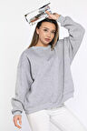 Bisiklet Yaka Oversize Kadın Sweatshirt