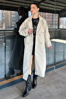 Kadın Bel Kuşaklı Yırtmaçlı Oversize Trençkot