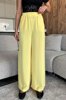 Kadın Bol Paça Bel Lastikli Kumaş Pantolon