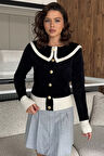 Kadın Bebe Yaka Yumoş İplik Triko Ceket (s-m-l Uyumludur)