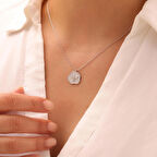 925 Ayar Gümüş Zirkon Taşlı Anka Kuşu Figürlü Madalyon Kolye (Gümüş)