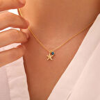 925 Ayar Gümüş Zirkon Taşlı Deniz Yıldızı Kolye (Gold)