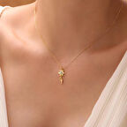 925 Ayar Gümüş Nergis Çiçeği Mart Ayı  Doğum Taşı Kolyesi