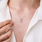 925 Ayar Gümüş Gül Çiçeği Haziran Ayı Minimal Doğum Taşı Kolyesi